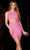 Aleta Couture 1014 - Stripe Sequin Cocktail Dress Cocktail Dresses 000 / Freeze Pink