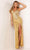 Aleta Couture 1116 - Sequined Halter Backless Evening Gown Special Occasion Dress 000 / Gold