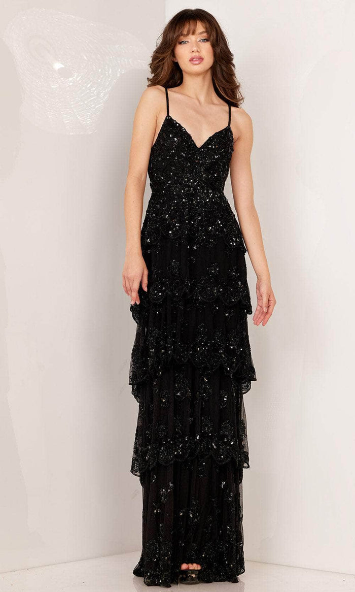 Aleta Couture 1190 - Embroidered V-Neck Prom Dress Special Occasion Dress 000 / Black