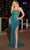 Aleta Couture 708L - Gold Applique Strapless Prom Gown Prom Dresses 000 / Teal Gold