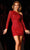 Aleta Couture 713 - Long Sleeve Asymmetrical Cocktail Dress Cocktail Dresses 000 / Red