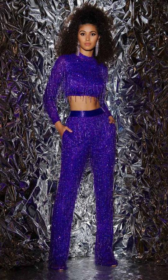 Aleta Couture 813 - Two-Piece Sequin Jumpsuit