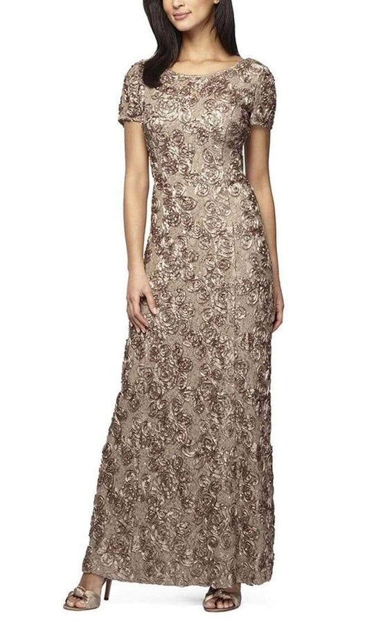Alex Evenings 112788 - Sequin Lace Short Sleeve Gown Mother of the Bride Dresses 18 / Champagne
