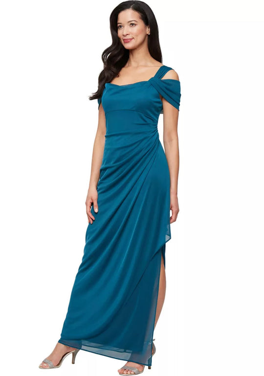 Alex Evenings - 132156 Cowl Neck Sheath Dress With Overlay Skirt