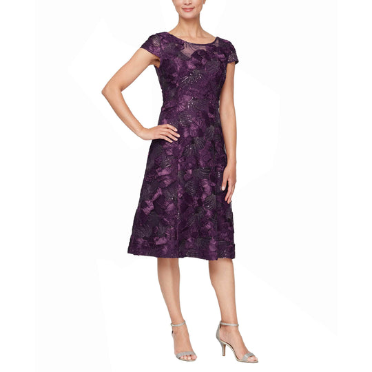 Alex Evenings - 81122331 Illusion Jewel Floral Soutache Dress
