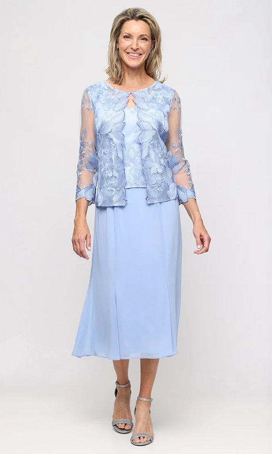 Alex Evenings 81122421 - Embroidered Jacket Tea-Length Formal Dress