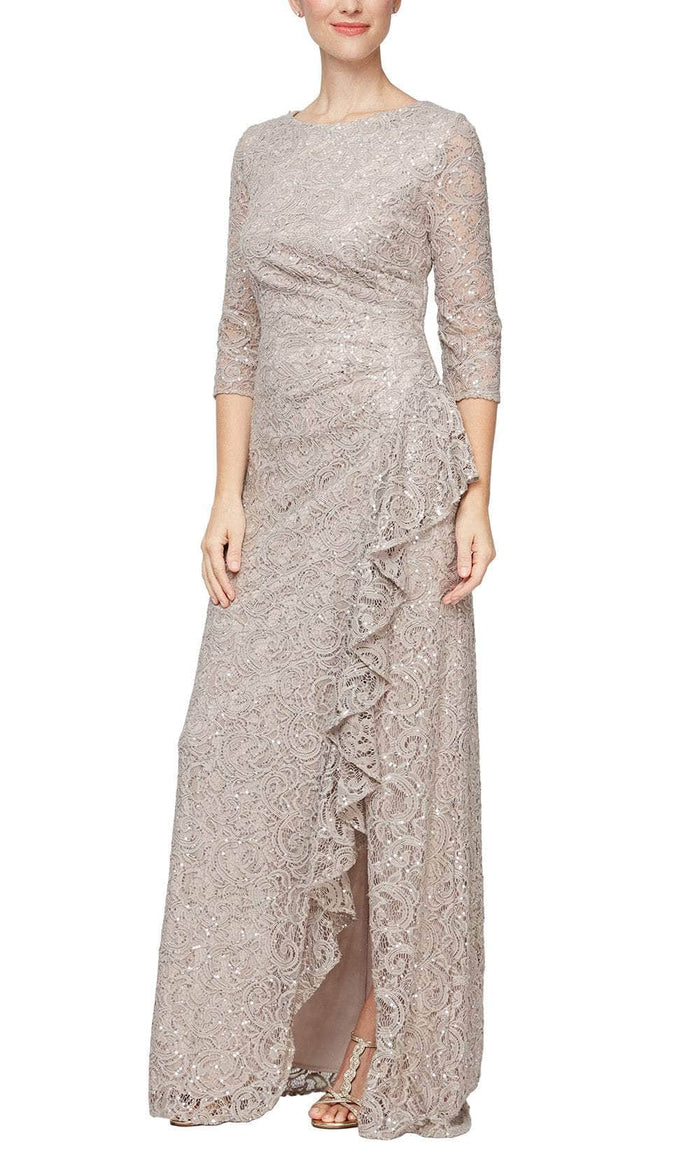 Alex Evenings 81122476 - Quarter Sleeve Lace Formal Dress Mother of the Bride Dresses 4 / Buff