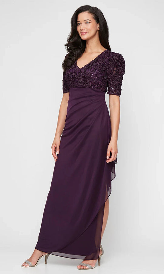 Alex Evenings 81122633 - Soutache Lace Puff Sleeve Gown