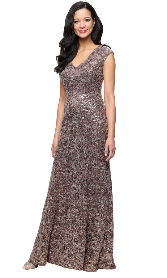 Alex Evenings 81122835 - Radiant Shimmer V-Neck Gown
