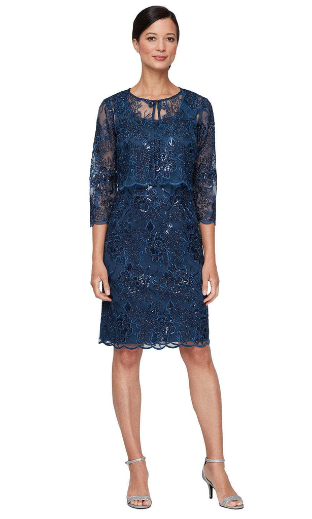 Alex Evenings 81171686 - Embroidered Sheath Dress with Matching Jacket Alex Evenings 81171686 - Embroidered Sheath Dress with Matching Jacket