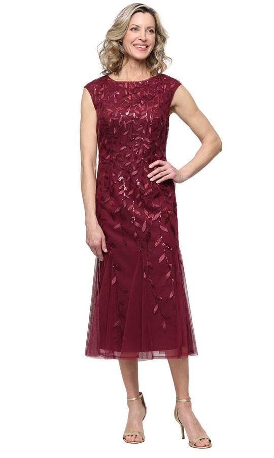 Alex Evenings 81171782 - Beaded Leaf Embroidered Column Dress