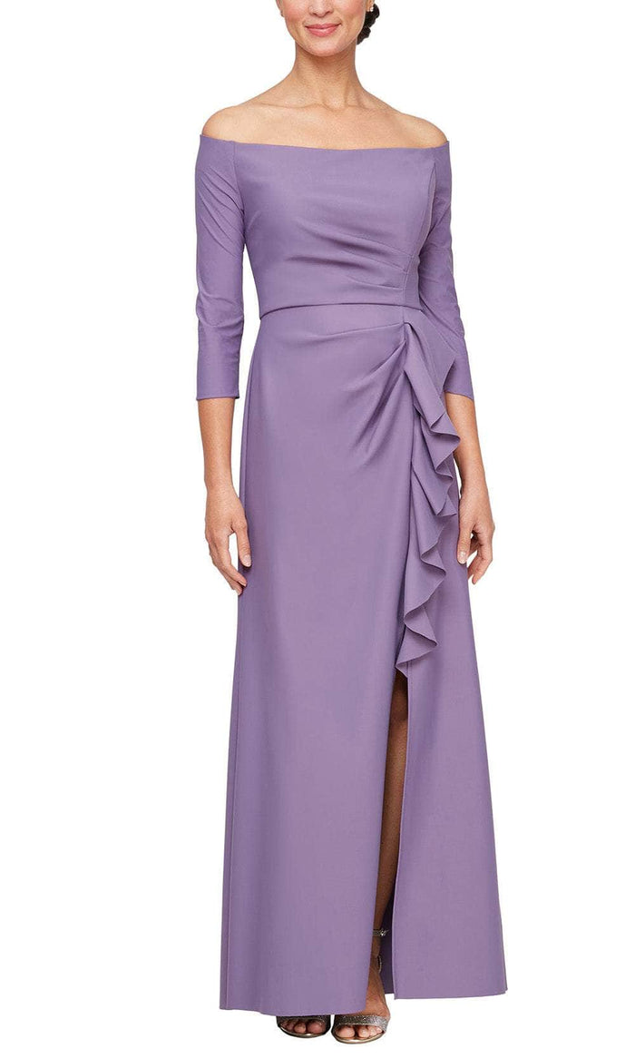 Alex Evenings 8134325 - Straight-Across Ruffle Draped Formal Dress Evening Dresses 2 / Icy Orchid