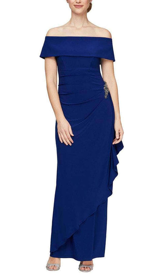 Alex Evenings - 81351528 Off-Shoulder Matte Jersey Long Dress
