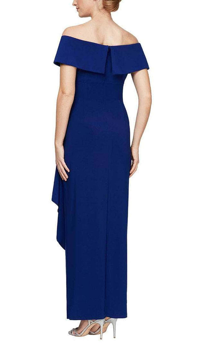 Alex Evenings Women's Off-the-shoulder Beaded Gown In Wedgewood Alex Evenings Women's Off-the-shoulder Beaded Gown In Wedgewood