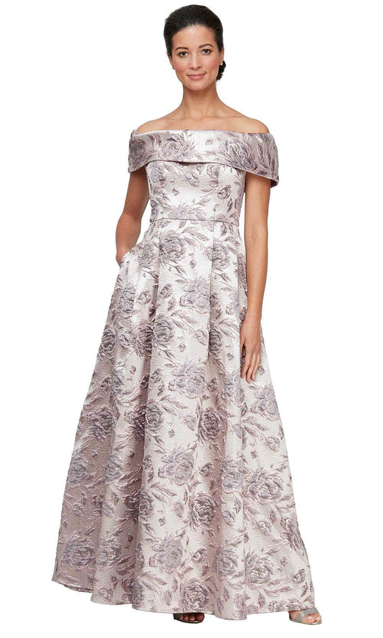 Alex Evenings 8181177 - Floral Brocade Off-Shoulder Ballgown