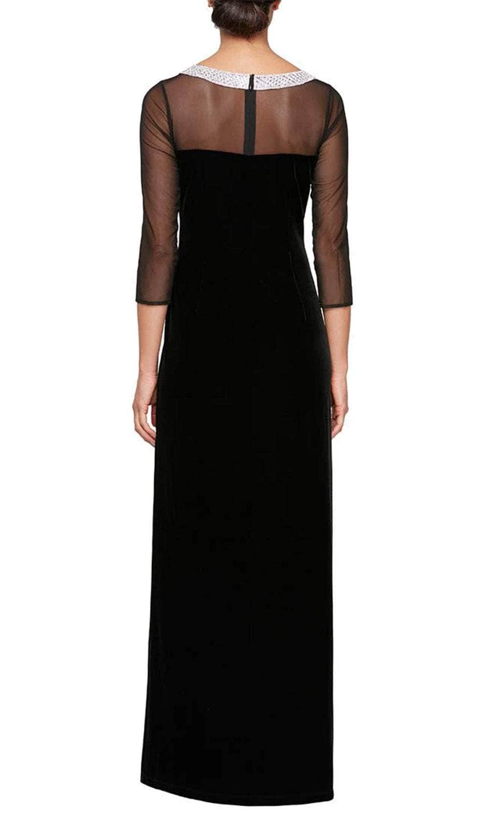 Alex Evenings 8191951 Embellished Illusion Neck Evening Dress