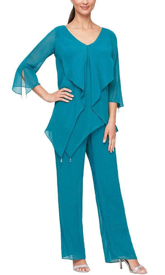 Alex Evenings 8192004 - Ruffled Scoop Neck Pantsuit