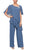 Alex Evenings 8192012 - Asymmetric Neck Tiered Pantsuit Formal Pantsuits 4 / Wedgewood