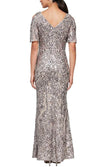 alex evenings women's long sequin dress with flutter sleeves Alex Evenings Regular