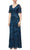 Alex Evenings - 8196611 Flutter Sleeves Sequined Long Gown Mother of the Bride Dresses 4 / Deep Ocean