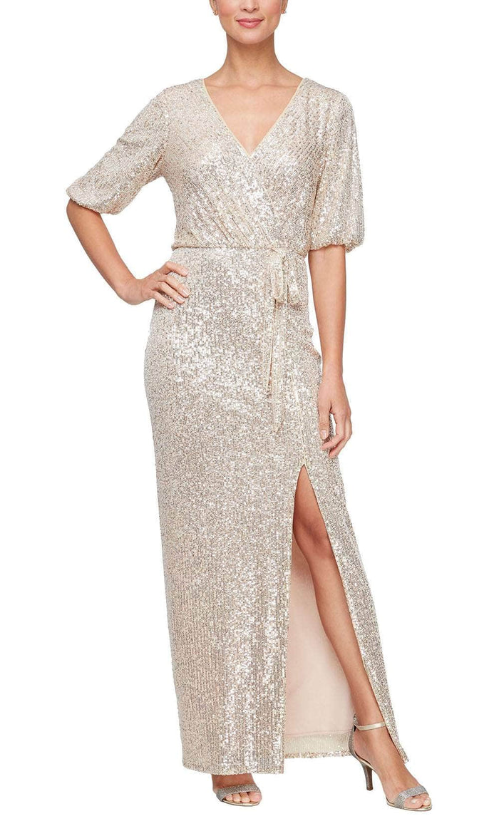 Alex Evenings 8196923 - Blouson Bodice Sequin Formal Dress Mother of the Bride Dresses 4 / Taupe