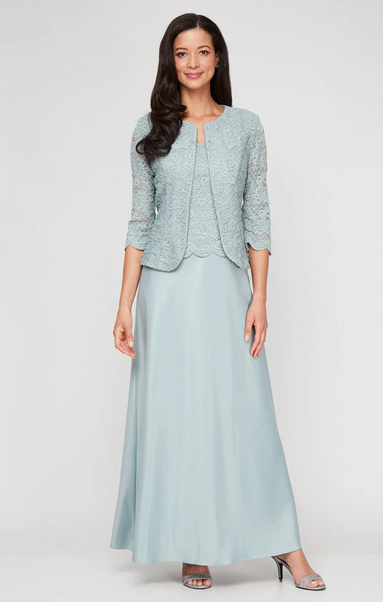 Alex Evenings - 82122326 Lace Bodice with Jacket A-Line Dress