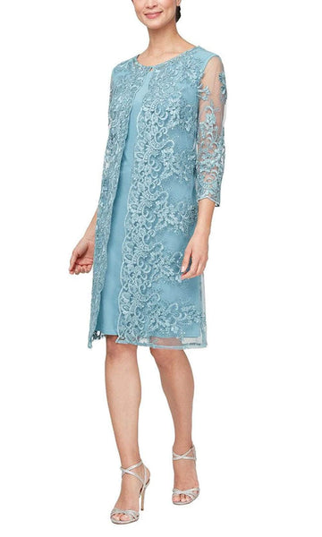 Alex Evenings 82171640 - Embroidered Mock Jacket Dress Alex Evenings 82171640 - Embroidered Mock Jacket Dress