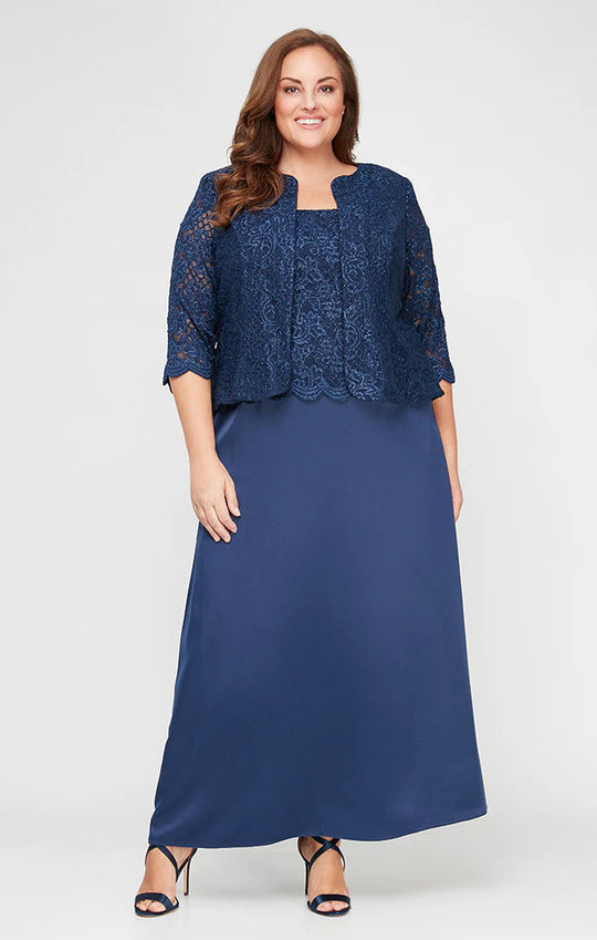 Alex Evenings - 84122326 Scallop Trimmed Bodice Laced Dress
