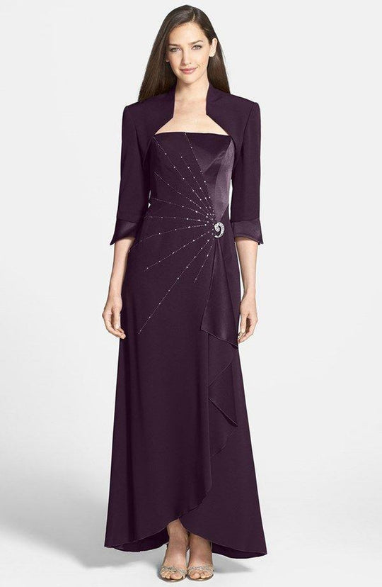 Alexander by Daymor - 2006 Brooch Accent Sleeveless Long Gown with Bolero