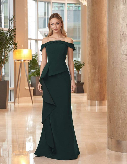 Alexander by Daymor - 1060 Off-Shoulder Ruffled Skirt Trumpet Gown