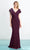 Alexander by Daymor - 1456 Cap Sleeves V-Neck Trumpet Gown With Slit Evening Dresses 2 / Wine