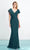 Alexander by Daymor - 1456 Cap Sleeves V-Neck Trumpet Gown With Slit Evening Dresses 4 / Forest