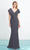 Alexander by Daymor - 1456 Cap Sleeves V-Neck Trumpet Gown With Slit Evening Dresses 4 / Hematite