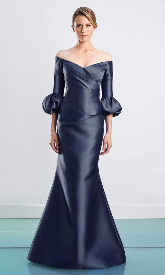 Alexander by Daymor - 1465 Off Shoulder Faux Wrap Trumpet Gown