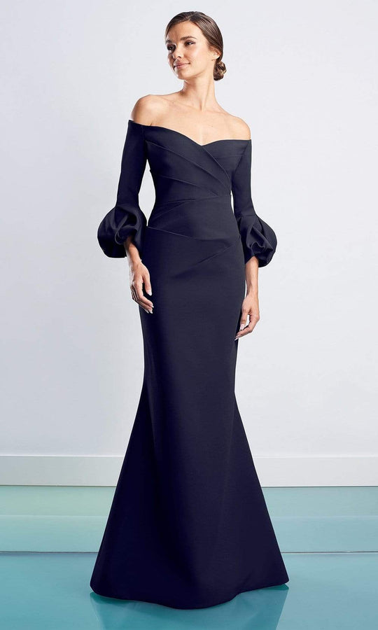 Alexander by Daymor - 1478 Quarter Sleeves Pleated Trumpet Dress