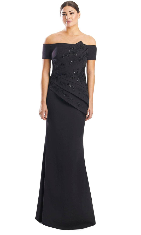Alexander by Daymor 1753S23 - Off Shoulder Pleated Formal Gown