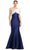Alexander by Daymor 1850F23 - Bow Accent Asymmetric Evening Gown Special Occasion Dress 00 / Navy/White