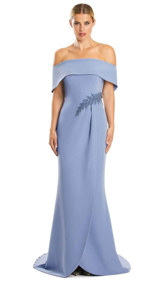 Alexander by Daymor 1853F23 - Straight Across Buttoned Evening Gown