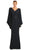 Alexander by Daymor 1854F23 - Pleated Cape Sleeve Column Long Dress Special Occasion Dress 00 / Black