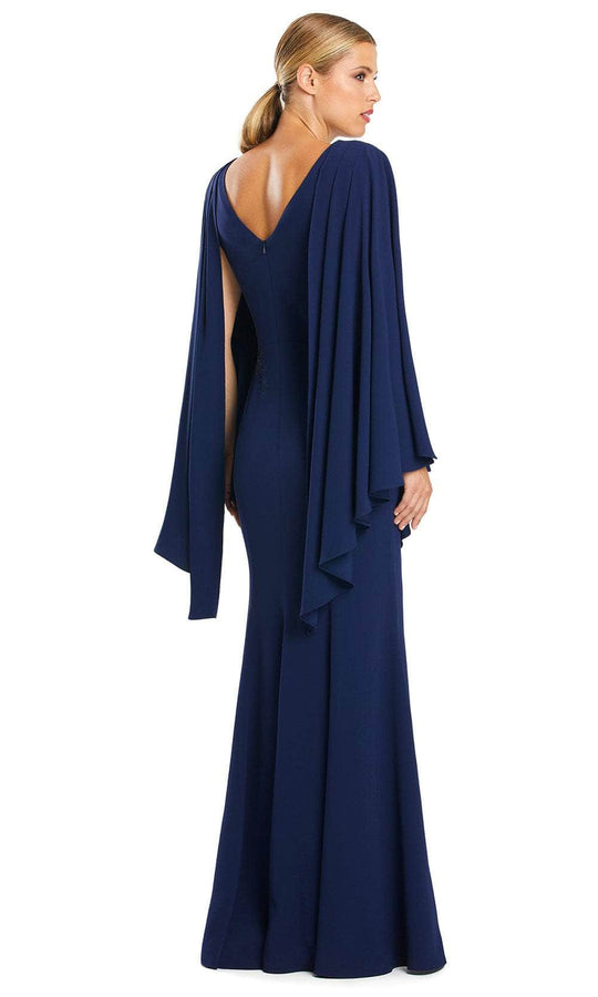Alexander by Daymor 1854F23 - Pleated Cape Sleeve Column Long Dress
