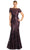 Alexander by Daymor 1859F23 - Short Sleeve Lace Applique Long Dress Special Occasion Dress 00 / Wine