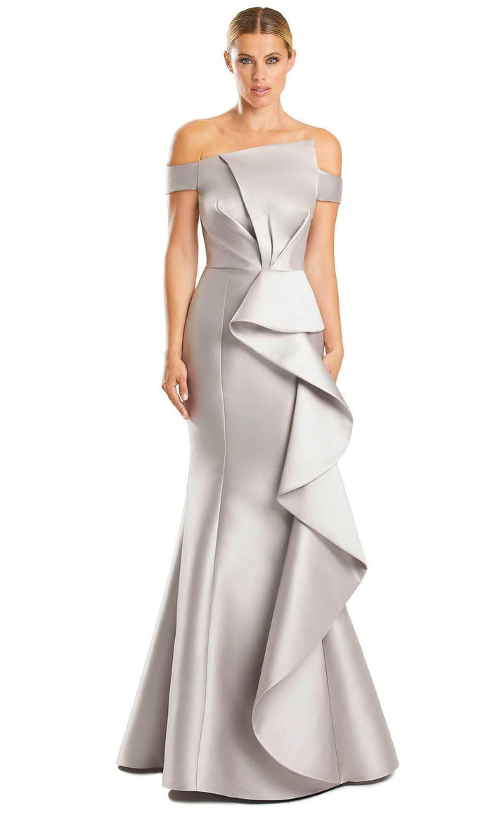 Alexander by Daymor 1873F23 - Mermaid Evening Gown Special Occasion Dress 00 / Silver/Taupe