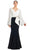 Alexander by Daymor 1886F23 - Pleated V-Neck Evening Gown Special Occasion Dress 00 / Black/White