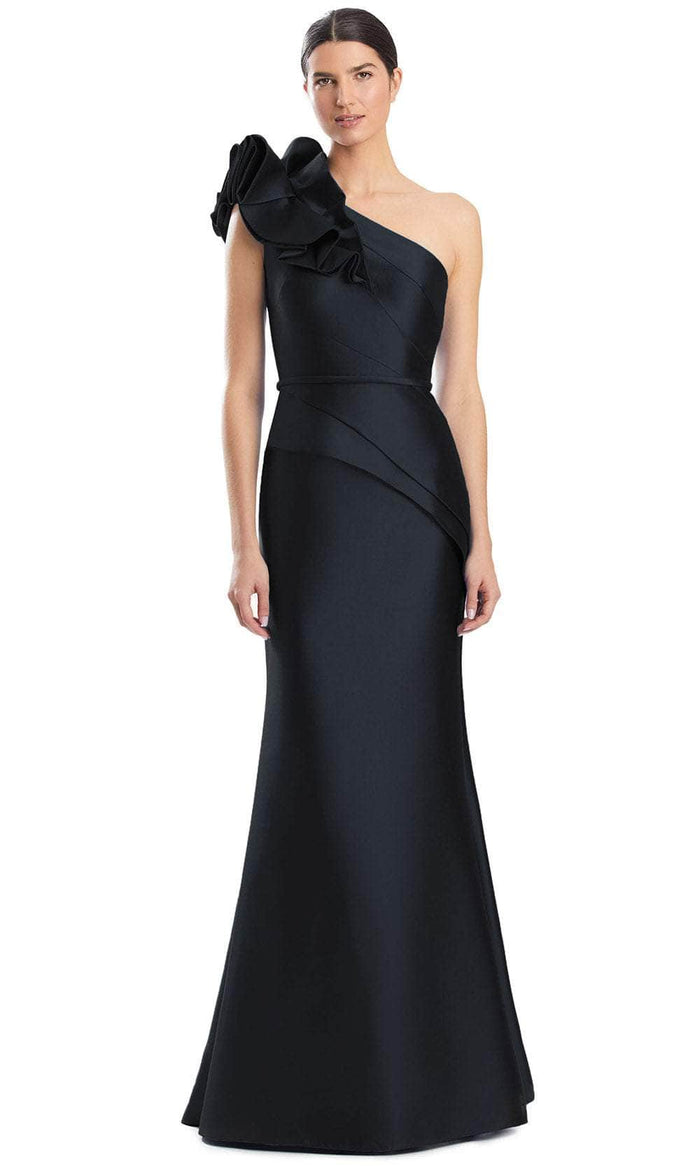 Alexander by Daymor 1951S24 - Ruffled Cap Sleeve Evening Dress Evening Dresses 4 / Black