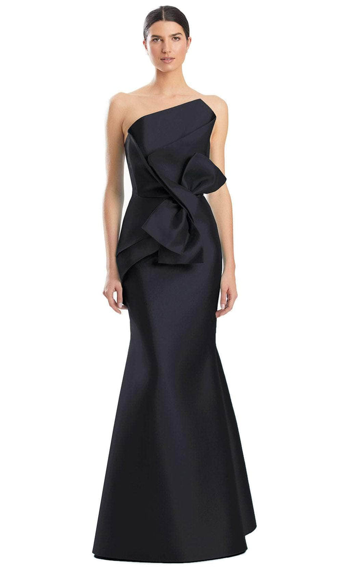 Alexander by Daymor 1952S24 - Strapless Bow Accented Prom Gown Prom Dresses 4 / Black