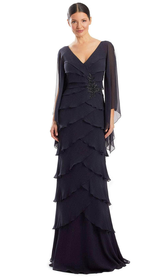 Alexander by Daymor 1957S24 - Tiered Deep V-Neck Evening Dress