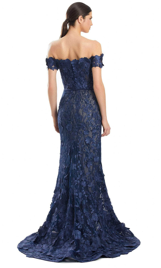 Alexander by Daymor 1971S24 Lace Applique Off Shoulder Evening Dress