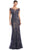 Alexander by Daymor 1973S24 - Lace Applique Short Sleeve Prom Dress Prom Dresses 4 / Navy