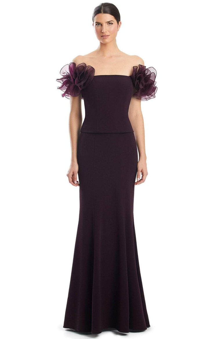 Alexander by Daymor 1983S24 - Ruffled Off-Shoulder Prom Gown Prom Dresses 4 / Aubergine