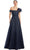 Alexander by Daymor 1985S24 - Pleated One-Sleeve Ballgown Ball Gowns 4 / Navy